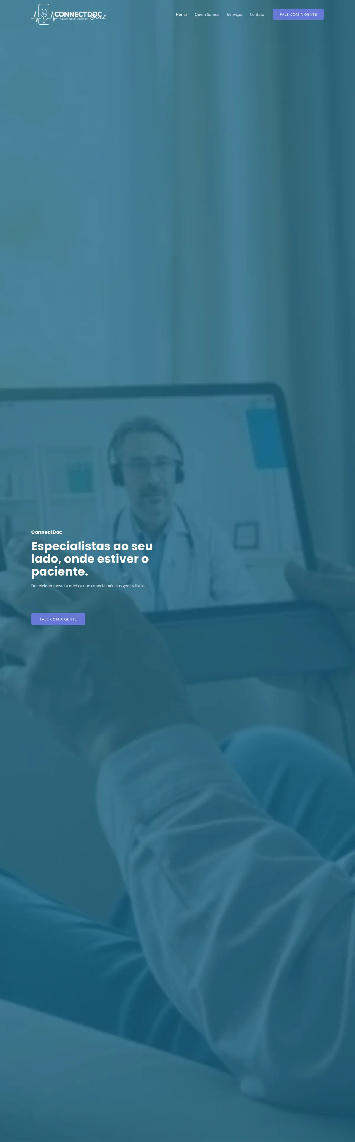 Página do site em desktop