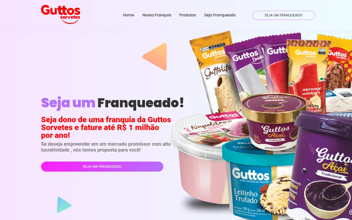 Página do site em desktop