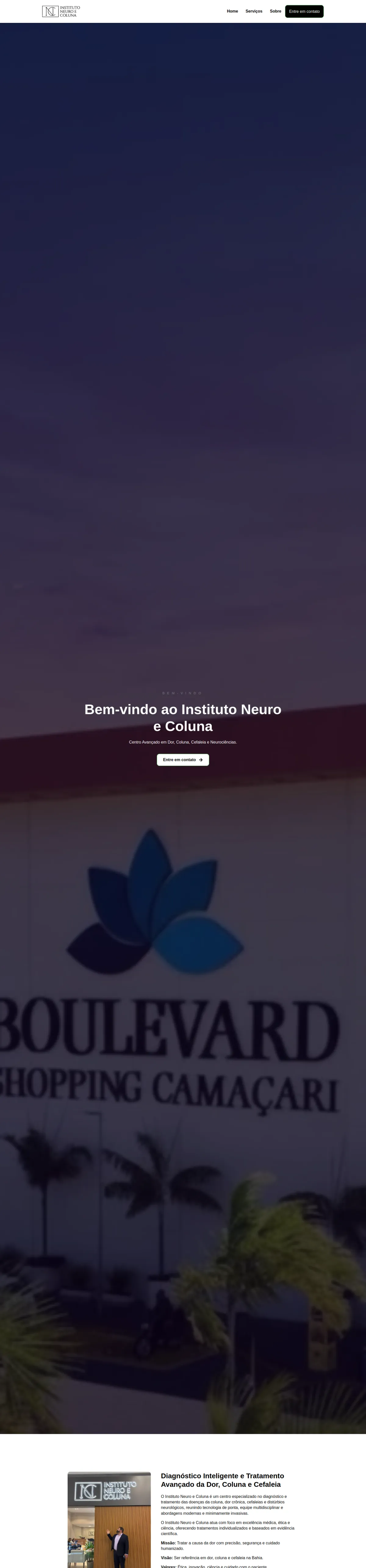 Página do site em desktop